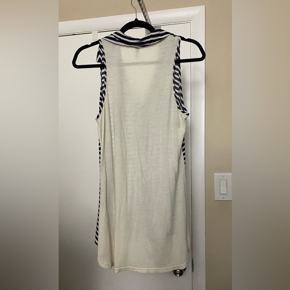 Splendid Striped Collared Tank High Low Navy White Size Small - Picture 2 of 8